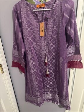 Purple Embroidered Women’s Dress lawn fabric